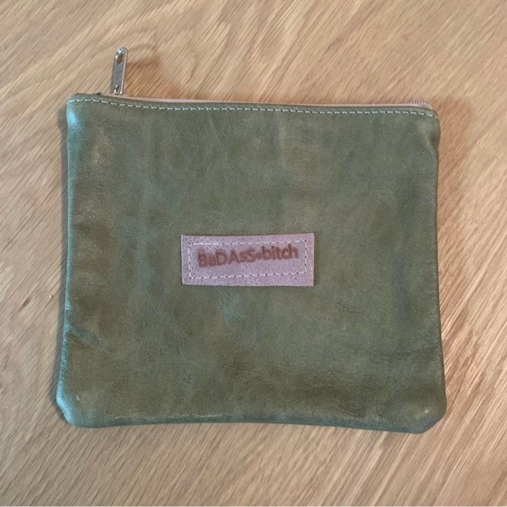 Green Leather Makeup Bag